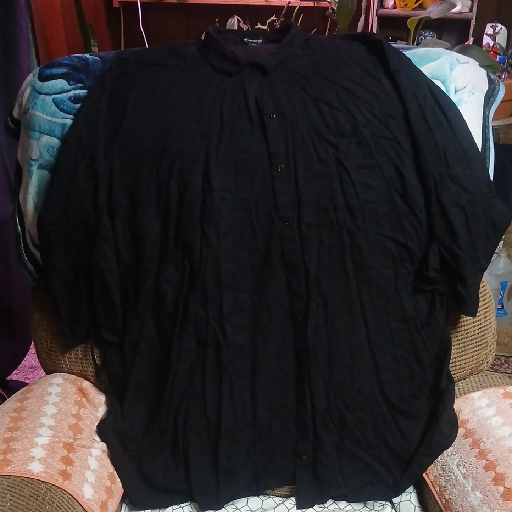 new directions Black Lightweight Button-Up Shirt Plus Size